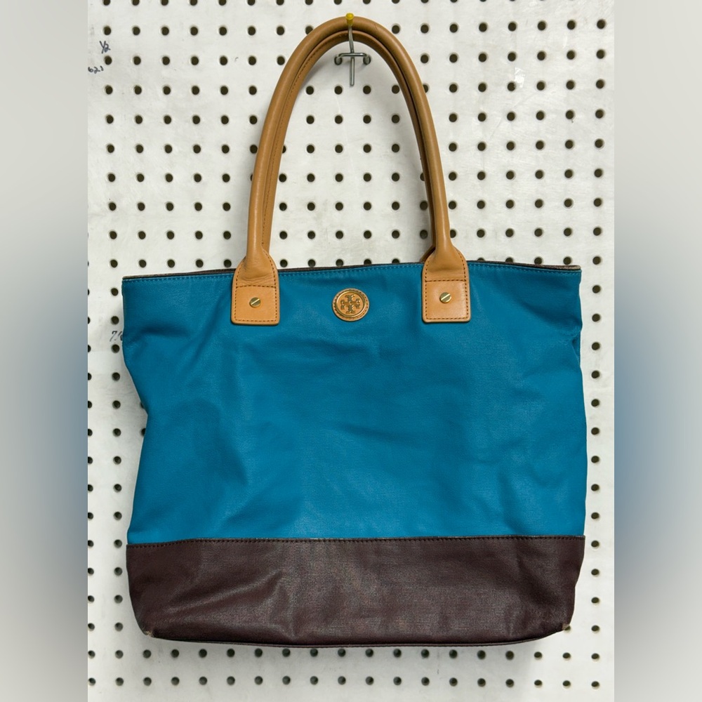 Tory Burch Teal, Brown & Tan Tote